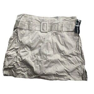 BAMBOO TRADERS Khaki Tan Stretch Cotton Skirt Skort Sz 12 Belt Pockets New W Tag